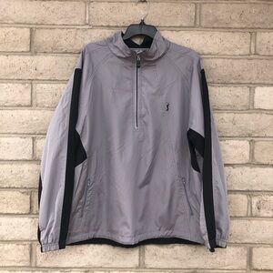 Men's PGA Tour Originals Gray Half-Zip Windbreaker Lightweight Jacket Size L